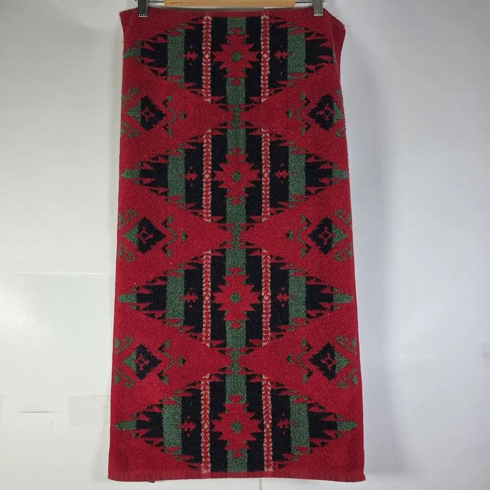 RALPH LAUREN Vintage 90s Southwest Tribal Aztec Cotton Bath/HandTowels Set 2